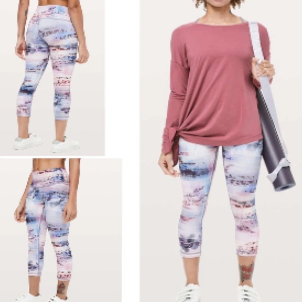 Lululemon Wunder Under Crop Full-On Luxtreme Sunrise Silhouette Leggings
